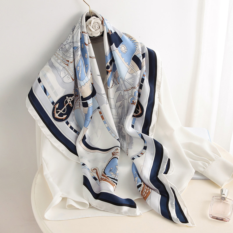 90*90cm Women Square Silk Scar - Luxury Skincare Headband 评论和价格