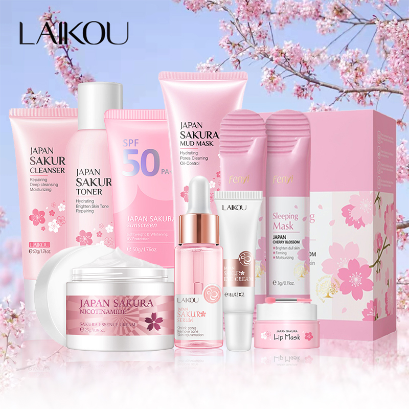 9pcs Facial Products Kit Sakur - Luxury Skincare Kit 评论和价格